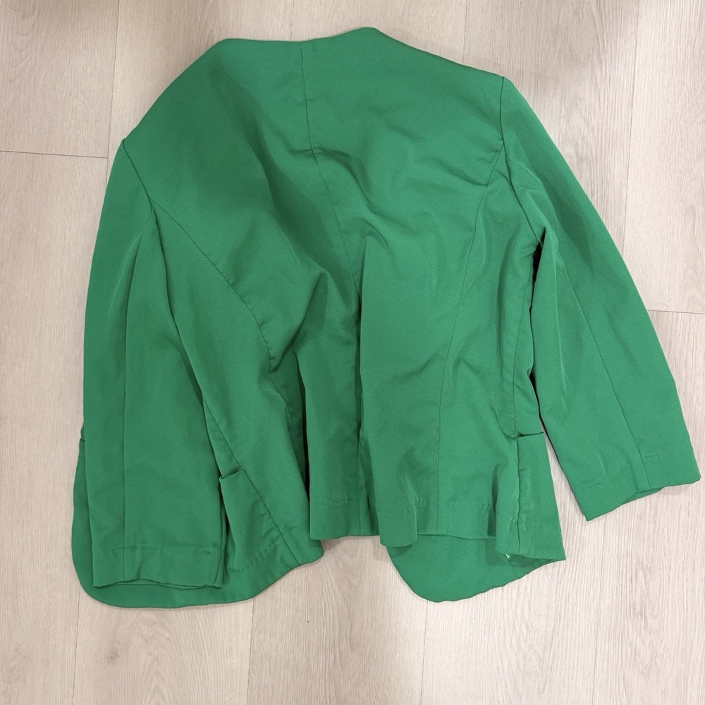 Cremieux Womens Size 10 Green Open Front Blazer 3/4 Sleeve Career Preppy - Picture 5 of 5
